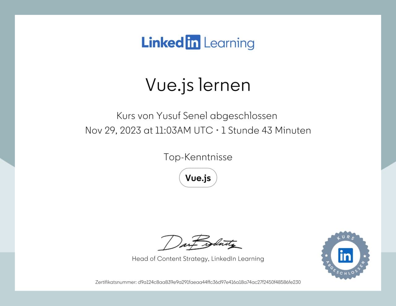 Vue.js Learning Certificate
